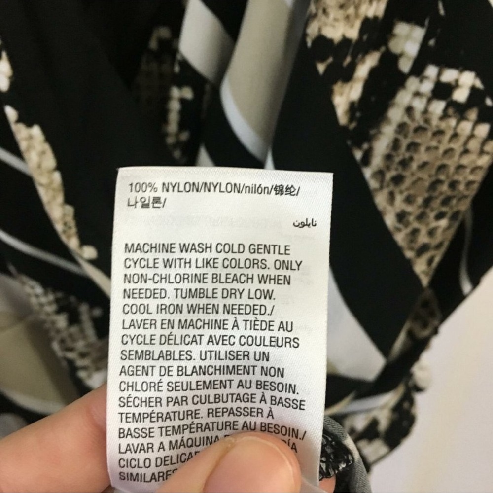 INC International Concepts Black and Cream Patterned Midi Dress - Picture 3 of 7